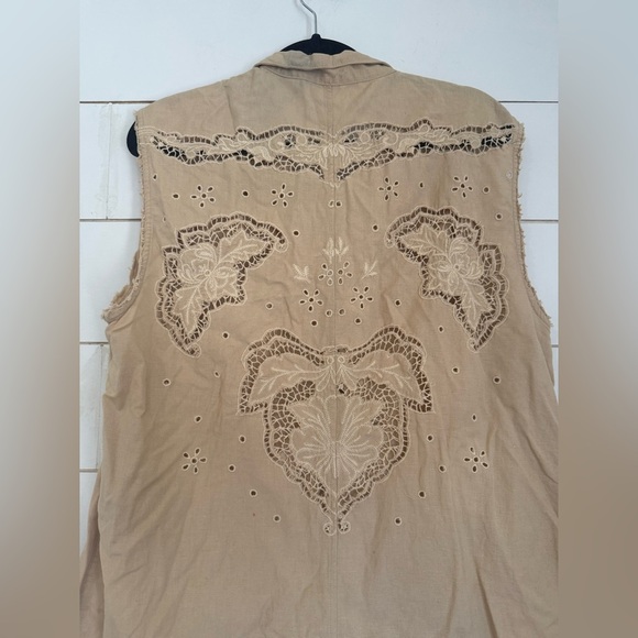 Intimately Free People Oversized Romper Embroidered The Jomo Festival Linen Sz S - Picture 10 of 14